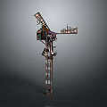 Modern Abstract Sculpture With Stacked Geometric Shapes And Metal Elements