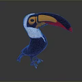 Colorful Toucan Character With Large Orange Red Black Beak And White Black Body