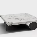 Modern Square Coffee Table With White Marble Top And Black Round Base 3d model