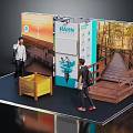 HAHN Trade Show Booth Featuring People Wooden Walkway Yellow Bin And Display Boards