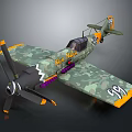 Space and Aerospace 3D Airplane Model Miss Avion Green Camouflage Yellow Orange Accents Wing 33