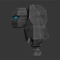 Low Poly Stone Robot Character With Glowing Blue Eyes And Rigid Body Features
