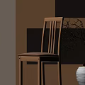 Wooden Single Chair With Vertical Slat Backrest And Light Brown Seat Cushion In Indoor Setting