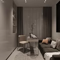 Modern Minimalist Open Living And Dining Room Interior Design With Soft Warm Ambient Lighting