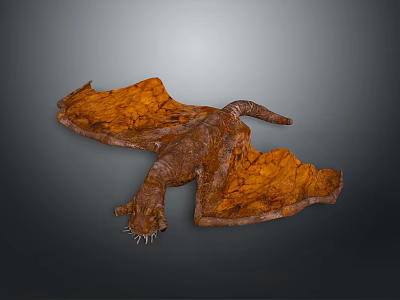 Game Movie Dragon Character 3D Model With Orange Wings And Brown Body 3d model
