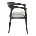 Modern Minimalist Dining Chair With Black Curved Armrest Frame And Light Padded Seat Cushion