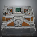 Modern Building Structure With Steps Green Window And Orange White Panels