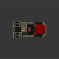 Red Truck Cab With Black Exhaust Pipes And Cartoon Style Design