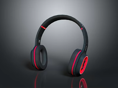 Stylish Black Red Over ear Headphones With Comfortable Earpads And Modern Design 3d model