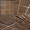 Woven Ceiling Design With Wooden Frame And Natural Grid Texture For Interior 3d model