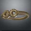 Carved Golden Bracelet With Snake Shaped Design And Braided Texture Ring Decorations