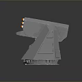 Gray Mechanical Weapon Turret With Multiple Orange Barrels And Rotating Metal Base Structure 3d model