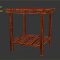 Brown Wooden Side Table With Square Tabletop And Lower Shelf Design