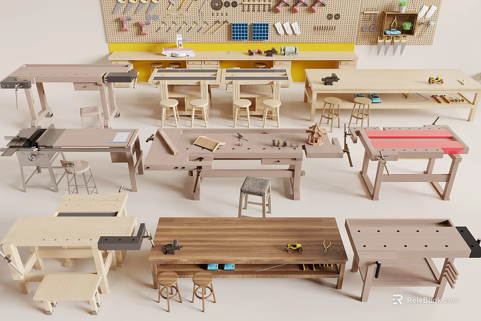 Modern Wooden Table And Chair Set With Simple Design And Practical Features For Home 3d model 
