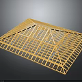 Wooden Roof Truss Structure With Grid Frame And Support Beams For Construction