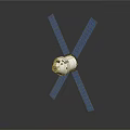 White Spacecraft With Cross Shaped Solar Panels For Cosmic Exploration Mission