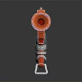 Red and Gray Cobra Flare Revolver Weapon With White and Red Striped Grip