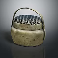 Traditional Brass Heating Appliance With Handle And Perforated Lid For Home Use