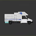 White Camper Van Toy Model Featuring Blue Accents And Modern Exterior Design