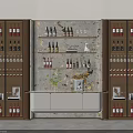 Elegant Modern Wine Cabinet With Glass Doors Marble Backdrop And Wine Bottles