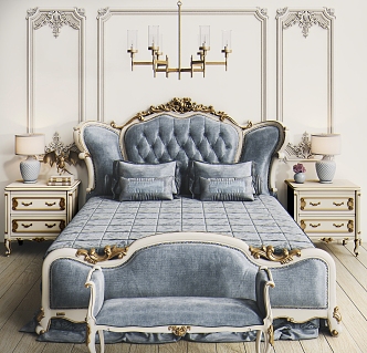 European classical European style bed style combination 3d model