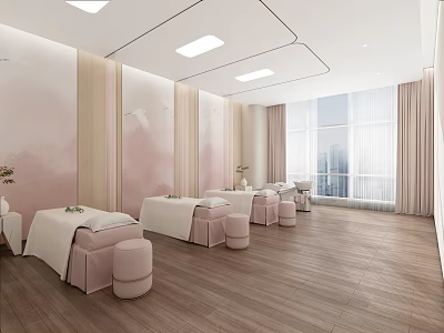 Modern Hospital Outpatient Clinic Interior With Comfortable Waiting Area And Examination Rooms 3d model