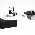 Modern Round Coffee Tables With White Black Design And Decorative Items 3d model