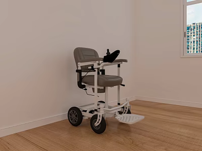 Lightweight Medical Wheelchair With Ergonomic Backrest And Four Wheels For Indoor Mobility Aid 3d model
