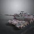 Military Tank 3D Model With Camouflage Design Cannon Turret And Tracks