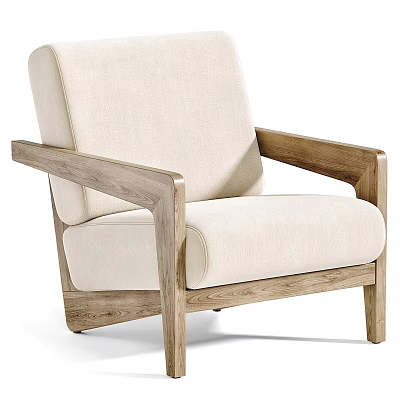 Modern Cream Fabric Sofa And Wooden Coffee Table Set For Living Room 3d model