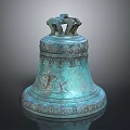 Ancient Bronze Bell With Animal Shaped Handles And Intricate Carvings