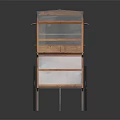 Traditional Wooden Vendor Cart With Glass Windows White Panels Metal Roof And Wheel