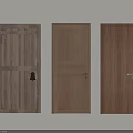 Wooden Swing Doors With Different Panel Designs And Metal Handles For Interior 3d model