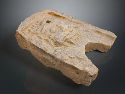 Ancient Architectural Stone Component With Intricate Carving And Decorative Patterns 3d model