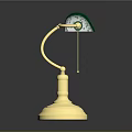 Vintage Style Elegant Table Lamp With Green Shade And Golden Base