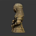 Metallic Knight Shaped Decorative Figurine With Ornate Design For Home Decor