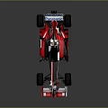 Red and Black Formula One Race Car with Aerodynamic Design and Sponsor Logos