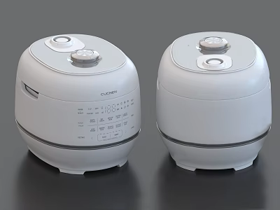 White Electric Rice Cookers As Modern Kitchen Appliances With Control Panel And Buttons 3d model