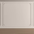 White Wainscoting Wall With Decorative Trim Carved Details And Wooden Floor Interior