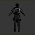 Tactical Armored Human Character 3D Model Standing With Military Gear And Helmet