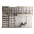 Modern Kids Playroom With Climbing Frame Swing Chair Pegboard Storage Shelves And Soft Cushions