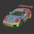 White Sports Car Featuring Red Wheels Rear Spoiler And Aerodynamic Design