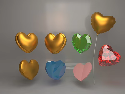 Love Balloon Toy Diamond Romantic 3d model