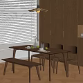 Middle style dining table and chair chandelier 3d model