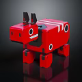 Red Rhino Shaped Smart Robot With Playful Design And Structural Details
