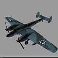WWII German Twin Engine Fighter Aircraft With Gray Camouflage Iron Cross On Wings And Propellers 3d model