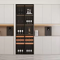 Modern Wine Cabinet Design With Built in Racks Wine Bottles And Ambient Lighting