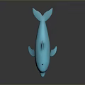 Blue Dolphin Toy Model With Smooth Surface And Black Background Reflection
