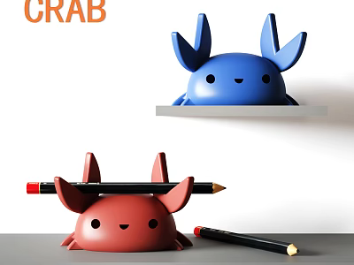 Blue And Red Crab Design Decorative Ornament Set With Pencil Holder 3d model