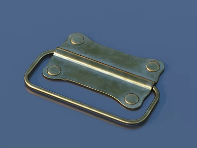Brass Metal Buckle With Ring Fastener Screw Holes And Decorative Design 3d model